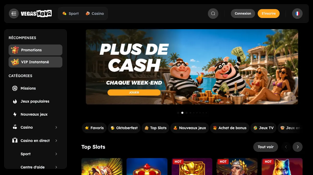 Page d’accueil de VegasNova